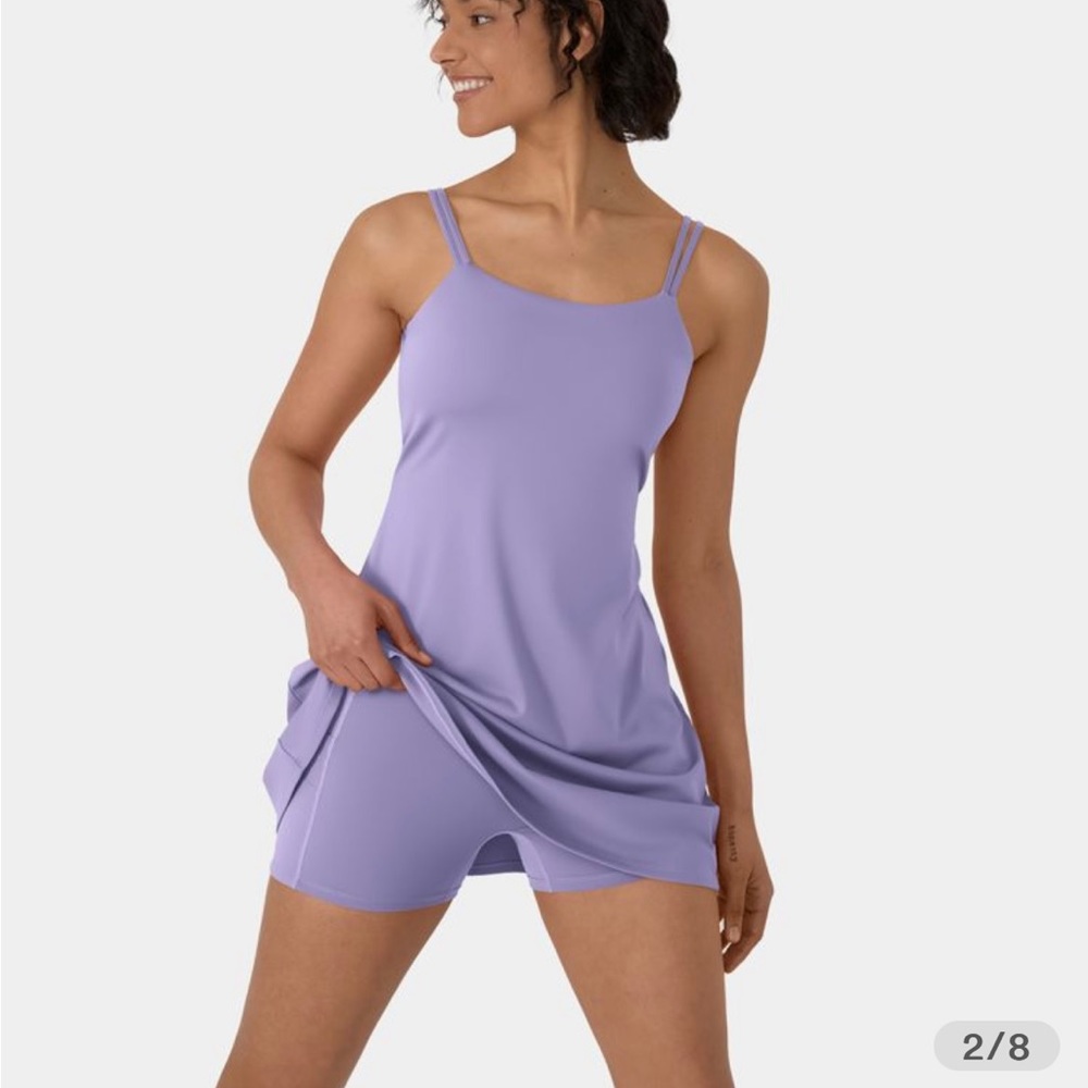 Halara Lavender Everyday Cloudful Exercise Dress with bike shorts